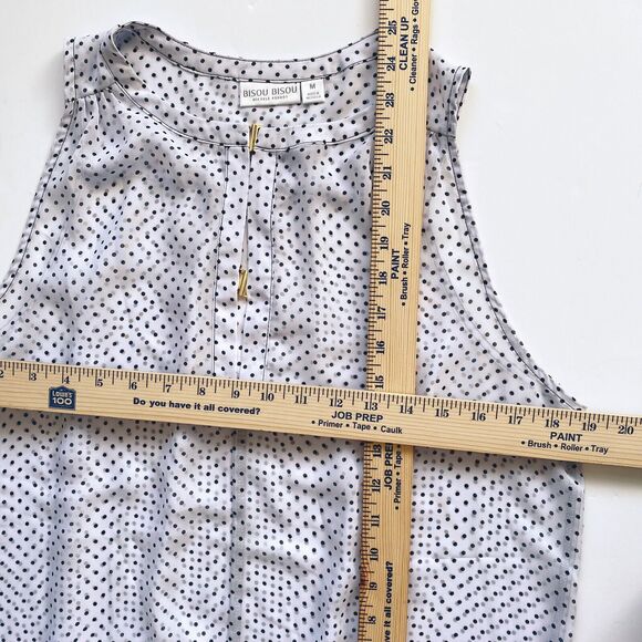 Bisou Bisou Shirt Womens Size M Polka Dot Black/White Sleeveless Elastic Hem - Picture 11 of 11